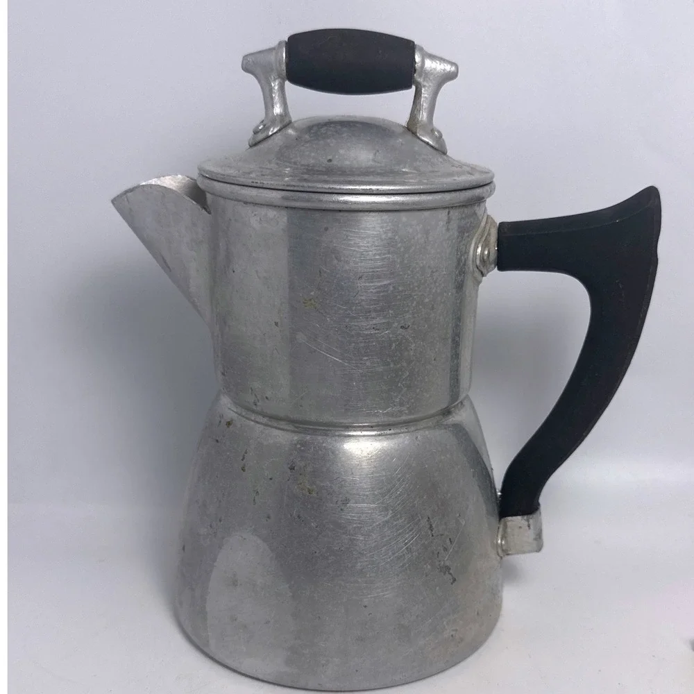 Wear-Ever Drip Coffee Pot OS Silver Good Vintage Aluminum Mid-Century USA